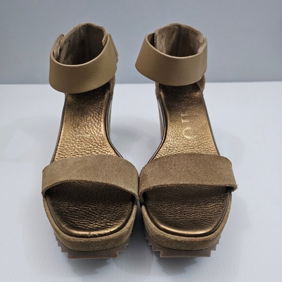 Pedro Garcia Fidelia Platform Wedge Sandal Womens EU 38.5 Brown Brass Suede - Picture 4 of 14